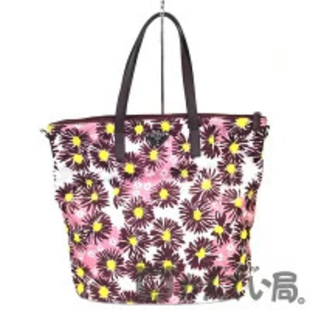 Prada Red yellow Flower handbag Burgundy bag pink tote Floral